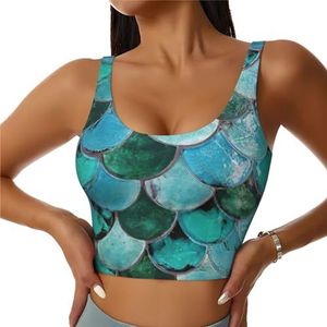 Zeemeermin Print Comfortabele Vrouwen Sport Vest Yoga Workout Vest voor Vrouwen Lichtgewicht Zomer, Zwart, S