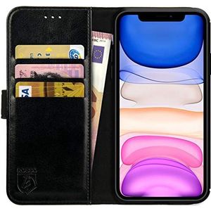 Rosso Element Book Case Wallet Hoesje Geschikt voor voor iPhone 11 | Portemonnee | 3 Pasjes | Magneetsluiting | Stand Functie | Zwart