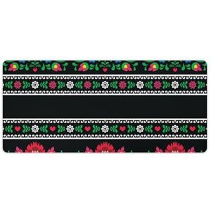 Retro Slavische Traditionele Bloemen Polish Folk Mode Bureau Muismat Antislip Gaming Muismat Accessoires Decor 40x90cm