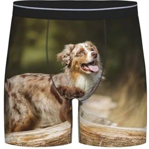 GRatka Boxer slips, heren onderbroek boxer shorts been boxer slips grappige nieuwigheid ondergoed, Australische herder honden Aussie bruine honden, zoals afgebeeld, L