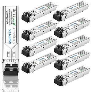 10Pack 1000Base-SX Transceiver Gigabit Multimode SFP naar LC Module, MMF 850nm, 550m, , Mini-GBIC voor Cisco GLC-SX-MMD, Meraki MA-SFP-1GB-SX, Mikrotik, Supermicro, Ubiquiti, Netgear