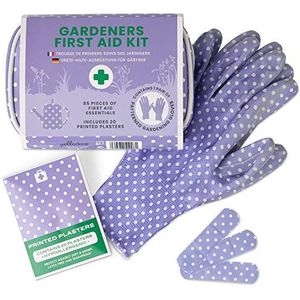 85 stuks mini-EHBO-kit met schaar, waterdichte pleisters, antiseptische doekjes, verband, EHBO-tas voor reizen en tuin. Inclusief tuinhandschoenen voor dames, ideale cadeaus voor mama, veganistisch