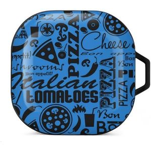 Pizza Words Oordopjes Hoesje Compatibel met Samsung Hard Shell Beschermhoes Zwart-Stijl