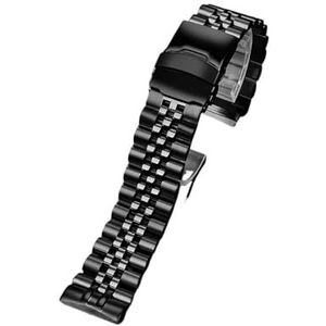 Fit for Seiko PROSPEX abalone SRPA21J1/SRPE99K1 srp777 srpc25 773 band Massief stalen horloge band polsband veiligheid gesp Armband 22mm (Color : Black five beads, Size : 22mm)