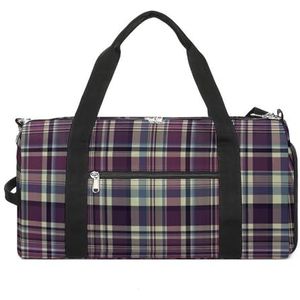 Vintage Paars Schotland Plaid Reizen Gym Tas met Schoenen Compartiment En Natte Zak Grappige Tote Bag Duffel Bag voor Sport Zwemmen Yoga