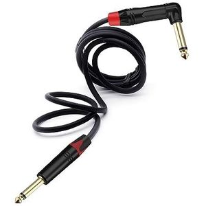 Symmetrische 6,35 mm Mono Jack Plug naar 6,35 mm Plug haakse Kabel voor AMP Zwart en Rood Mixer 1 stuk (Kleur: Rood Rood, Maat: 0,5 m)