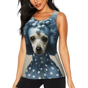Jkkghll Blauwe Poedel Polka Dot Print Zomer Atletische Gym Activiteit Tank Tops Running Wandelen Casual Wear Blijf Koel Droog, Zwart, S