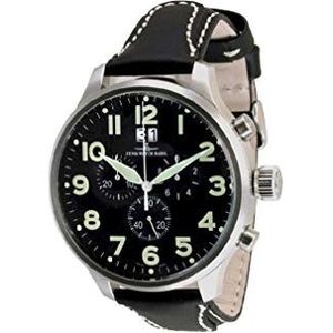 Zeno Watch Basel herenhorloge analoog kwarts met lederen armband 6221-8040Q-a1