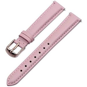 12/13/14/15/16/17/18/19mm Dames Echt Lederen Ademend Horlogeband Kleurrijke Huidvriendelijke Horlogeband Horloge Armband met Quick Release Bar, Roze Rose Goud, 19mm, riem
