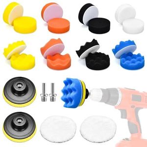 3 inch polijstsponzen voor de auto, 22-delige polijstpads klittenband, polijstopzetstuk, accuschroevendraaier, polijstsponsset met 2 M10-adapters boren voor excentrische polijstmachine, slijpmachine