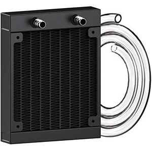 CLDIY Waterkoeler, 8-pijps-aluminium warmtewisselaar koeler met buis voor PC CPU-computer waterkoelsysteem DC12V 80mm