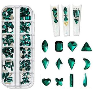 Water diamanten, nagels, nagels, juwelen Hotfix strass steentjes AB flatback kristal veelkleurig meerdere maten 12 raster doos nail art(31)