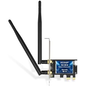 EDUP WiFi 6E Bluetooth 5.2 PCIE WLAN kaart Intel AX210 5400 Mbit/s WLAN netwerkkaart adapter, 802.11AX DualBand 2,4 GHz / 5 GHz antenne goedkope AX210 chip voor PC Desktop Windows 10 & 11 64-bit