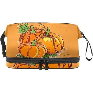 Dubbellaags Cosmetische Tas De Hongerige Turkije Draagbare Make-up Tas Travel Organizer Pouch voor Vrouwen Meisjes Toiletartikelen Tassen, Multi 2, 27x15x14 cm/10.6x5.9x5.5 in, Make-up zakje