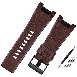 Lederen armband compatibel met Diesel Watch Strap Notch Watch Band compatibel met DZ1216 DZ1273 DZ4246 DZ4247 DZ287 3 2mm heren horlogeband (Color : Litchi Brown black, Size : 32mm)