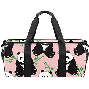 Reizen Strandtassen Sport Gym Duffle Overnachting Schouder Panda en Bamboe Roze Grote Tas met Droge Natte Pocket