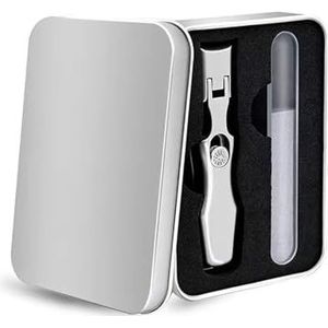 Nail Clippers for Men,Toe Nail Clippers with Catcher Clippers for Thick Nails for Seniors, Stainless Steel Heavy Duty Fingernail Clippers Wide Opening Nail Cutter with Catcher File (Color : A-silver