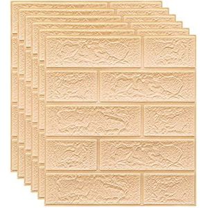 KFGISD, Zelfklevende 3D-wandpanelen for binnenmuurdecoratie, zelfklevend schuimbehang, verpakking van 20 stuks,3D-wandpanelen(Beige)