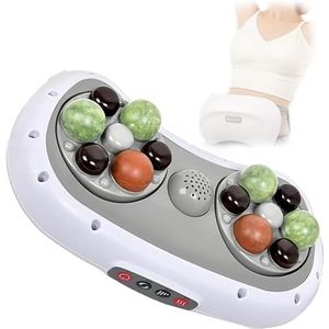 Elektrische buikmassager, draagbaar Bianstone buikmassage-instrument, met 12 massagekoppen, 3 standen temperatuur- en snelheidsregeling, diepe massage for buik, rug, nek en benen