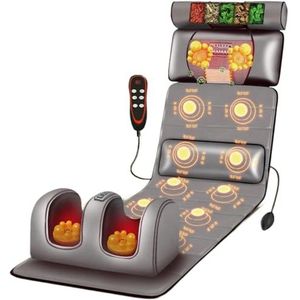 Full Body Massage Mat Met Warmte 10 Trillende Noppen, Full Body Massage Matras Pad Met Verstelbare Kussens Verwarmingskussens, For Nek- En Rugspierontspanning(Grey)
