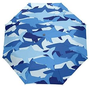 Jeansame haai blauwe oceaan zee aquatische leven dier vouwen compacte paraplu automatische regen paraplu's voor vrouwen mannen kind jongen meisje