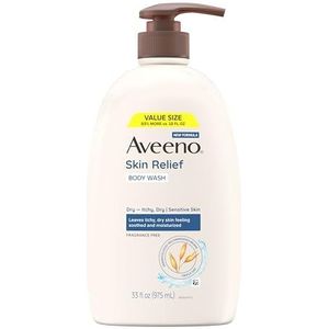 Aveeno Skin Relief Geurvrije Body Wash, Triple Oat Formula, Gentle Daily Cleanser voor jeukende droge gevoelige huid, zeep & parabenen vrij, kalmeert en hydrateert, 34 fl oz
