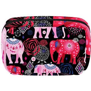 Olifant Dierlijke Reis Gepersonaliseerde Make-uptas Kosmetische Zak Toiletry, Meerkleurig, 17.5x7x10.5cm/6.9x4.1x2.8in