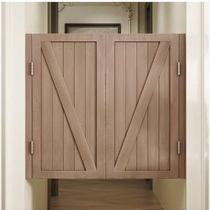 Interieur Massief Houten Draaideur, Café-zwaaiende Deuren,Automatisch Sluitende Hek Halve Tailledeur, Met Roestvrijstalen Scharnieren, Geschikt For Slaapkamer, Gang, Bar, Keuken (Color : Brown, Size