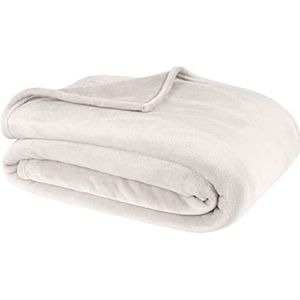 Hometex Premium Textiles Cashmere Touch Knuffeldeken, hoogpolig fleece sofadeken, knuffelig zacht en huidvriendelijk, 180 x 220 cm, naturel