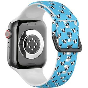 Sport zachte band compatibel met Apple Watch 38/40/41mm (Franse Bulldog 4) Siliconen armband band accessoire voor iWatch