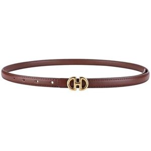 Dames leren dunne riem decoratieve pak zomerjurk(Dark Brown)