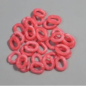 30 stuks gemengde kleur acryl ovale ring schakelketting kralen connectoren voor doe-het-zelf armband ketting oorbellen sieraden maken accessoires-klein-roze rood
