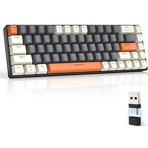 MAGIC-REFINER RK68 Draadloos Toetsenbord, 60% Mechanisch Gaming Toetsenbord, Bluetooth 5.0/2.4 GHz Dual-mode, Compacte 68 toetsen, Hot Swappable Blauwe Schakelaar, voor PC/MAC/Tablet/Smartphone