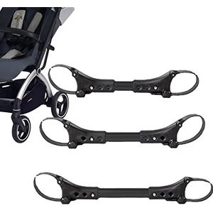 Jomewory 3 stuks dubbele kinderwagenverbinding van aluminiumlegering, verbindingsstuk voor het monteren van babywagen, veiligheid dubbele parapluverbinding, veilige riem, zwart