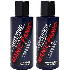 Manic Panic After Midnight Crème amplifiée, semi-permanente vegetarische blauwe haarkleur, zonder cruauté, 2 x 118 ml