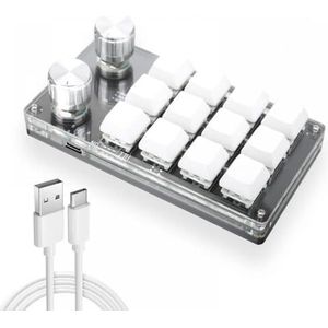 QPSJXN MECHINISCH toetsenbord RGB USB Bluetooth aanpasbaar hot-swap design met 2 knoppen compatibel met laptop tablet en meer (12-2 BT White)