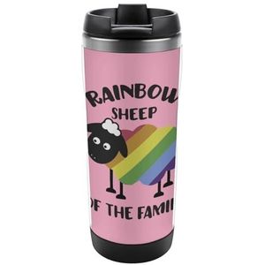 Regenboog Schapen Van De Familie LGBT Trots Grappige Reizen Koffie Mokken Dubbelwandige Theekop Voor Kantoor Geschenken