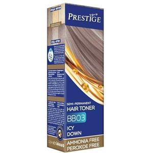 Vips Prestige | Semi Permanente Haarkleuring en IJszilver Kleurtoner 03 | Kleuring zonder Ammoniak en Peroxide | Met Olijfolie, Macadamia-olie en Castorolie | Verzorgt, hydrateert en geeft glans