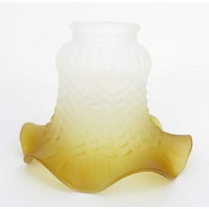 Lampenkap antieke stijl wit glas glazen kap kegelvormig matglas mat Jugendstil geel bruin