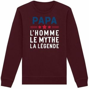 Sweatshirt, de man The Mythe the the Legende - Unisex - Bedrukt in Frankrijk - 100% biologisch katoen - Cadeau voor verjaardag - Origineel grappig papa, Bordeaux, L/Tall