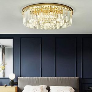 KinHall Moderne kroonluchter kristal goud, LED hanglamp K9 kristallen kroonluchter mooie kristallen plafondlamp voor hal, woonkamer, slaapkamer, eetkamer, hotel