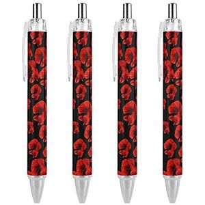 Rode Vechten Vis Custom Pennen Balpen Intrekbare 0.5mm Fijne Punt Zwarte Inkt Schrijven Pennen Voor Office Home 4 STKS