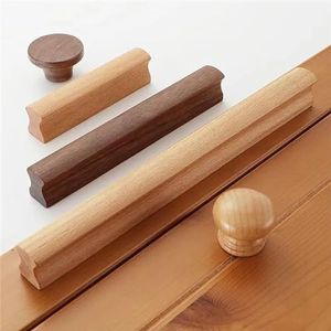 LIANKUOD Walnoot houten meubels handvat lade knoppen keuken kasten trekt lange handgrepen kasten en laden dressoir knoppen kledingkast pull 1 stuk (kleur: hout lengte 400 mm)