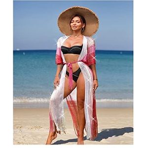 ZPFDSG Effen kwastjes cover-ups dameskleding kimono sexy transparante strandoutfits voor vrouwen zomer vintage badpakken vrouw cover-ups voor vrouwen strandkleding (kleur: X22OW0002-100)