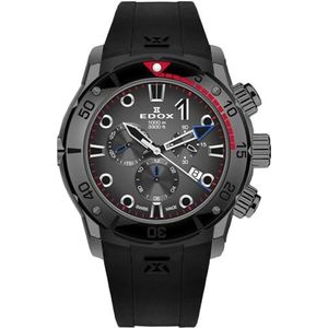 Edox Analoog herenhorloge kwarts met roestvrijstalen armband Mid-39653, Zwart