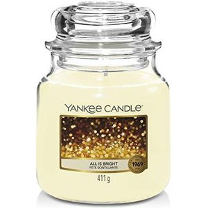 Yankee Candle Geurkaars | All is Bright Medium Jar Candle | Brandtijd: tot 75 uur