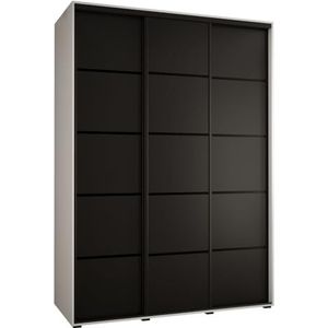 MEBLE KRYSPOL Davos 4 170 Kledingkast met drie schuifdeuren voor slaapkamer - Moderne Kledingkast met kledingroede en planken - 235,2x170x60 cm - Wit Zwart Zwart