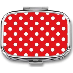 Witte Polka Dot Patroon Pillendoos Pil Case Leuke Pil Organizer Pil Houder Geneeskunde Pil Organizer Pil Container Dagelijkse Pil Organizer Kleine Pillendoos Pil Case voor Portemonnee Pocket