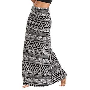 EXCHIC Dames Zomer Strand Pull On Boho Lange Yoga Rok Stretch Hoge Taille Maxi Rok(S, 1)