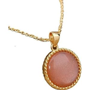 Round Amethysts Quartz Gold Chain Pendant Choker Necklace Women Simple Natural Stone Necklace Female Minimalist Jewelry (Color : Sun Stone)